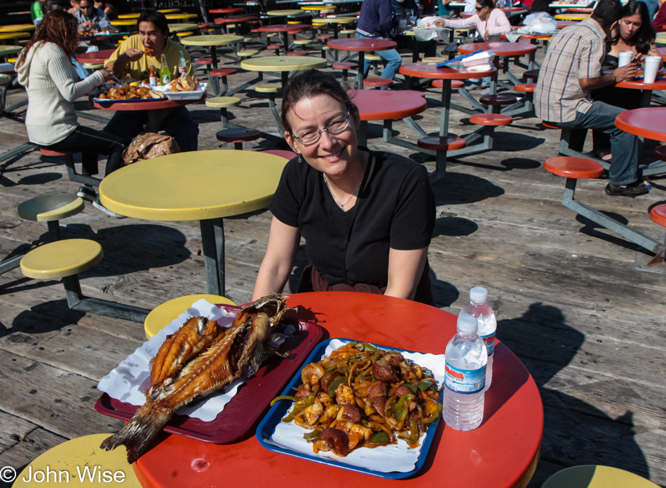 Caroline Wise at the San Pedro Fish Market, California