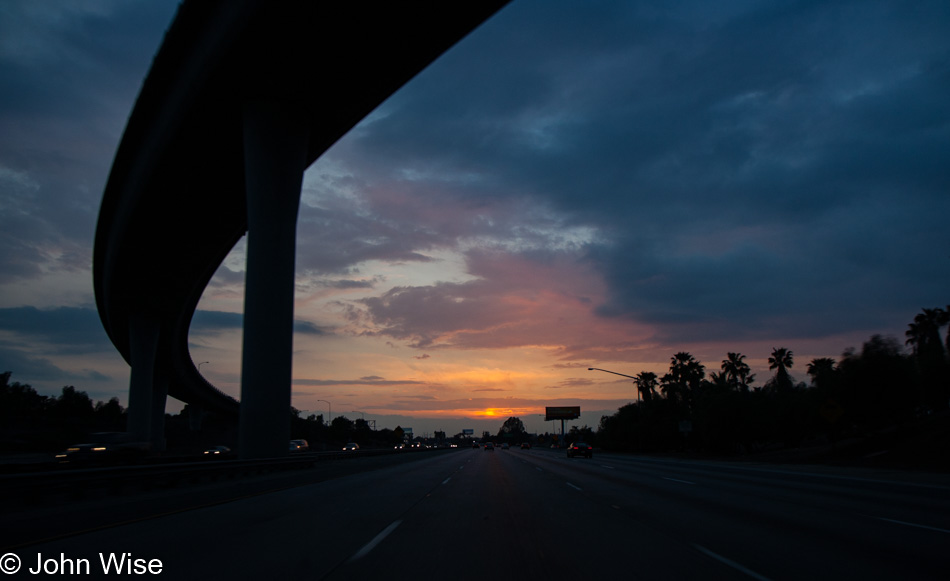 Late afternoon going into early evening on the 10 freeway driving west 