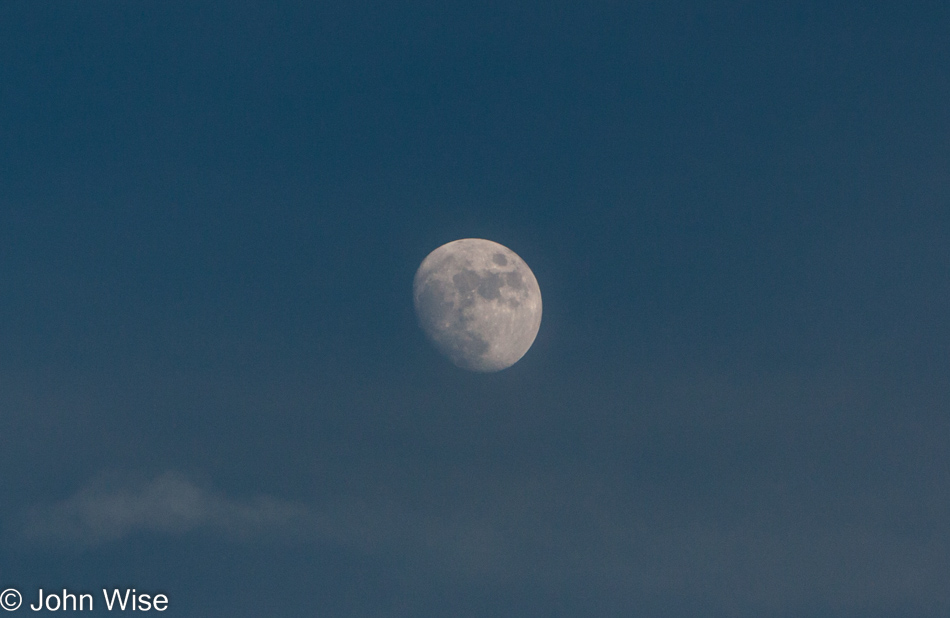 The moon as seen from Heron Lake State Park in Los Ojos, New Mexico