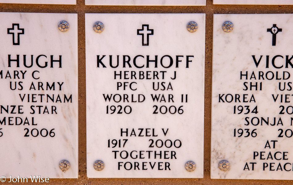 Herbert and Hazel Kurchoff Grave Marker in Phoenix, Arizona