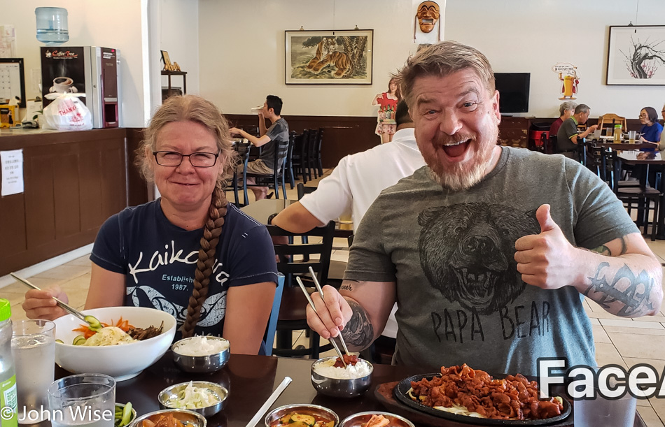 Katharina Engelhardt and Brinn Aaron at Hodori BBQ in Mesa, Arizona