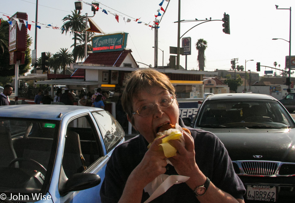 Jutta Engelhardt at Tommys Burgers in Los Angeles California