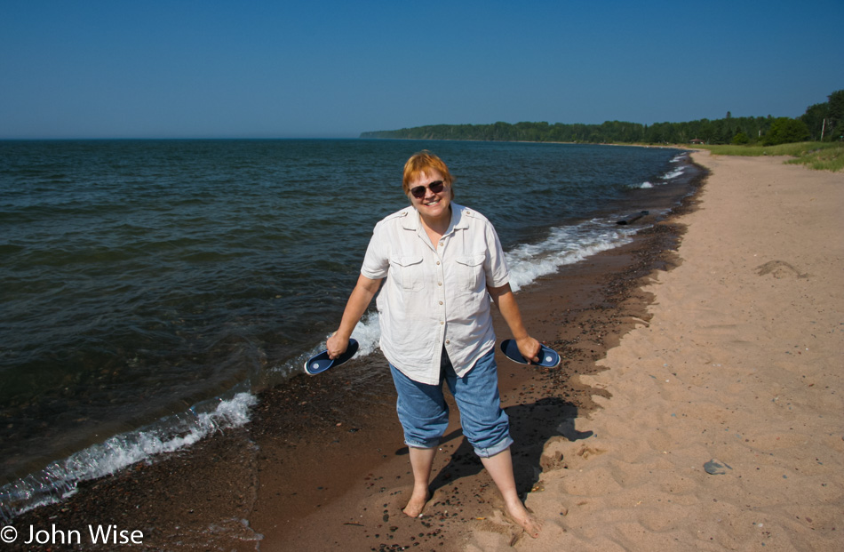 Karen Goff standing in Lake Superior in Wisconsin