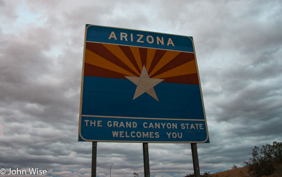 Entering Arizona on Interstate 10 between Arizona and California