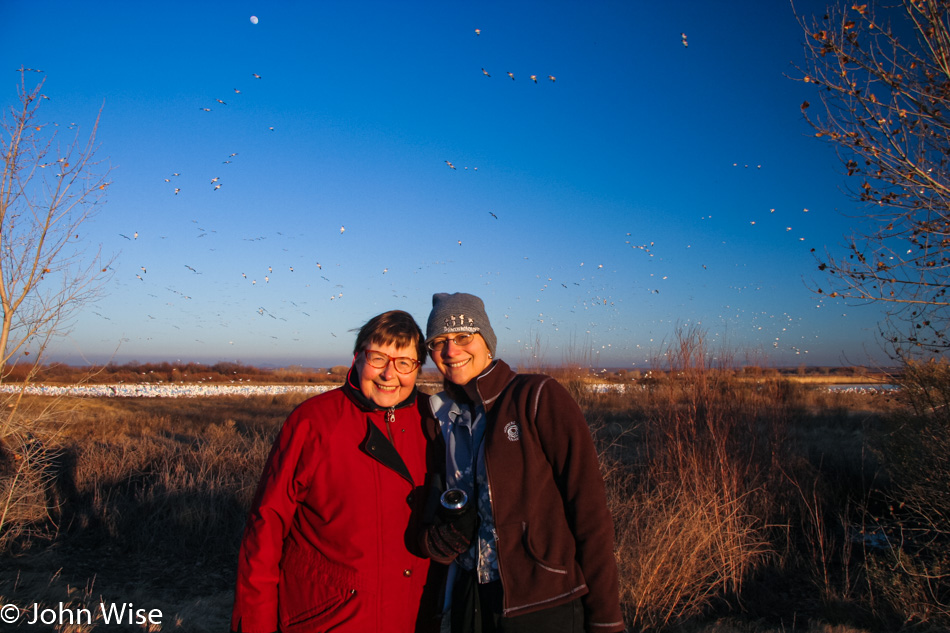 Jutta Engelhardt and Caroline Wise at Bosque Del Apache south of Socorro, New Mexico