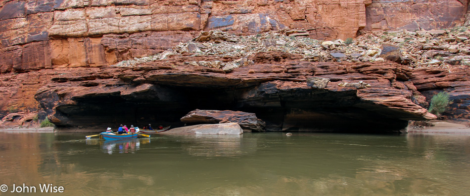 Ancient sandstone lining the Colorado River in the Grand Canyon