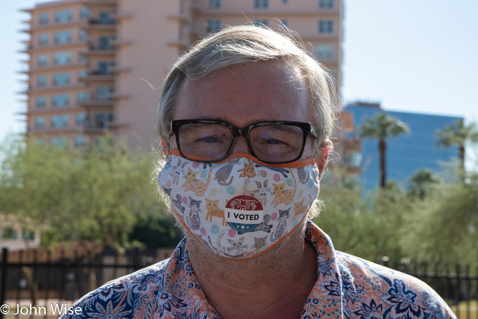 John Wise in mask voting in Phoenix, Arizona