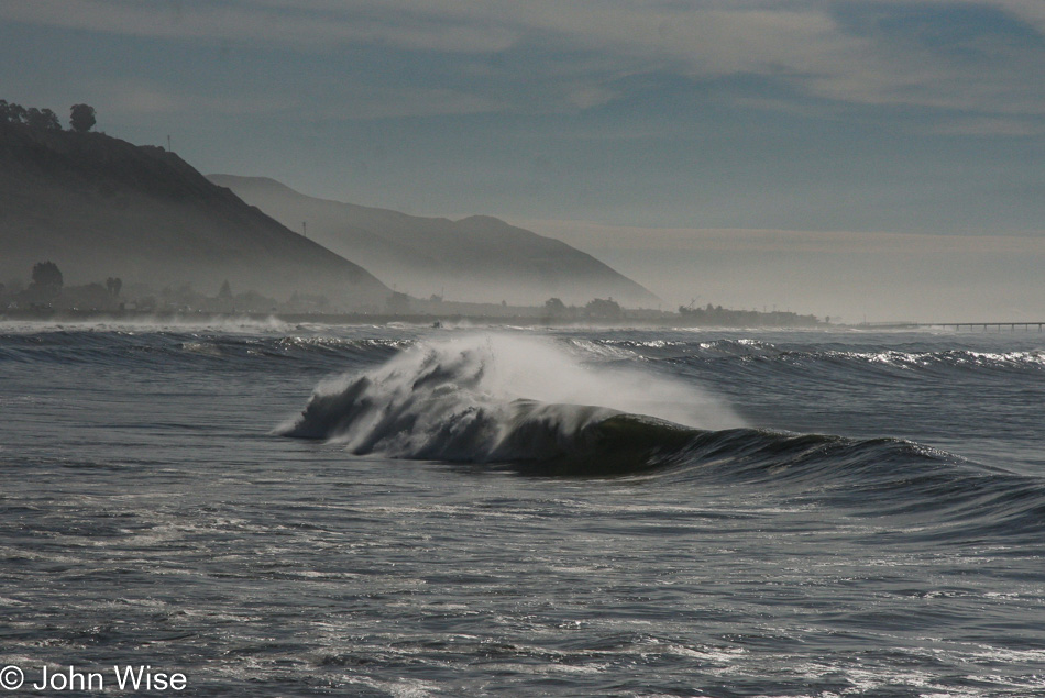 From a storm near Hawaii the surf gets kicked up along the California coast