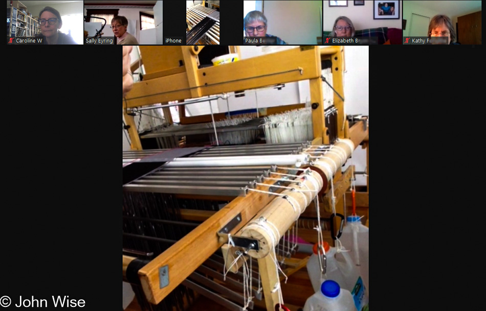 Caroline Wise at online weaving workshop