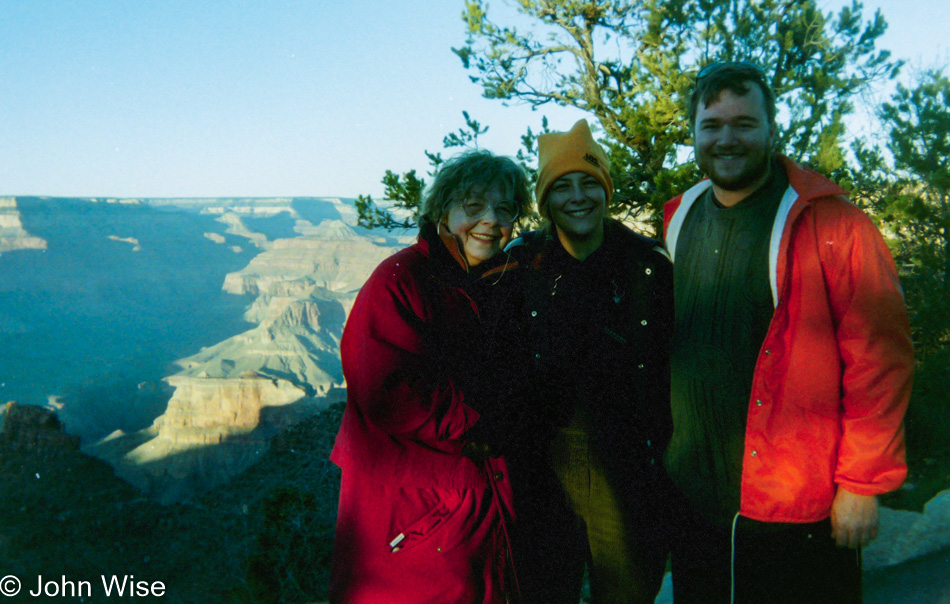 Jutta Engelhardt, Caroline Wise, and John Wise at the Grand Canyon National Park in Arizona