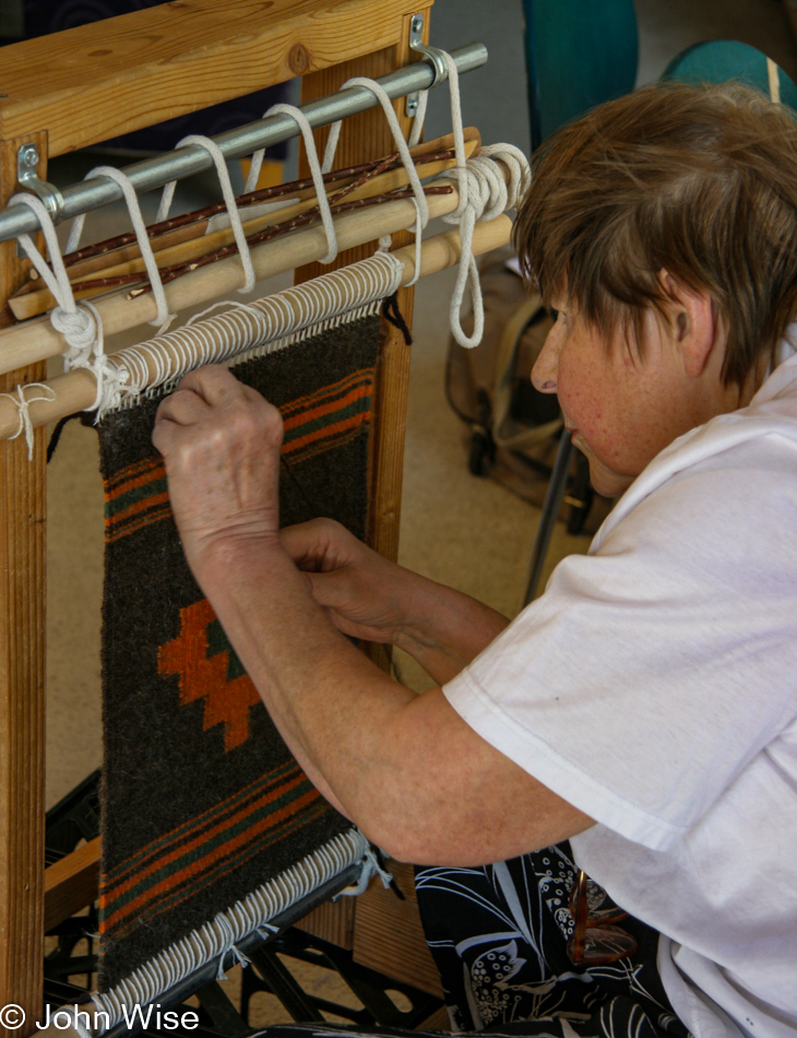 Jutta Engelhardt working on a Navajo Loom at our apartment in Phoenix, Arizona