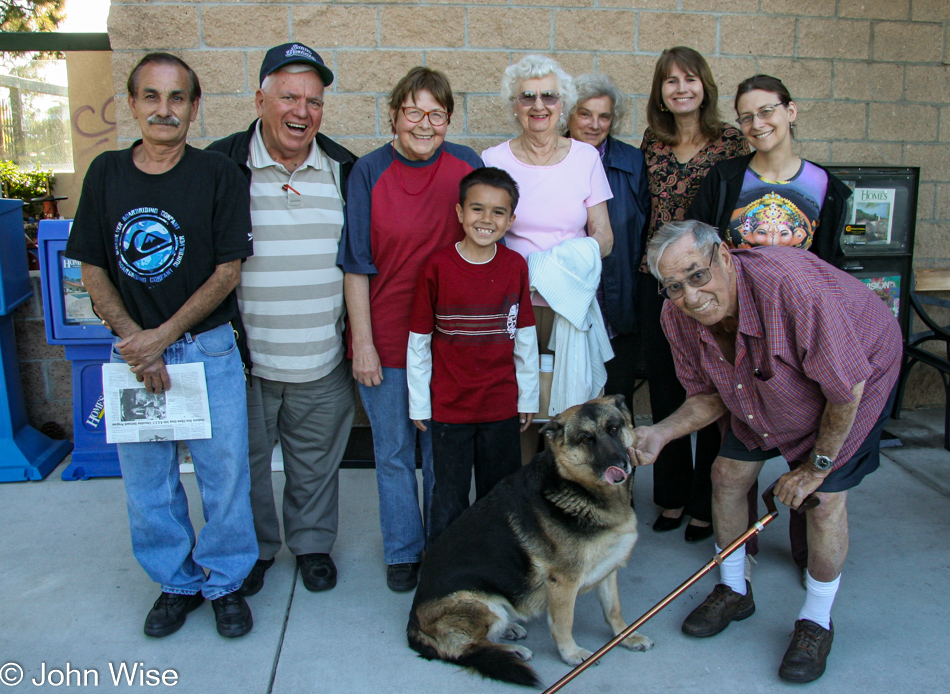 Jutta Engelhardt, Woody and Ann Burns, Caroline Wise, along with friends and family at Cajun Kitchen in Goleta, California