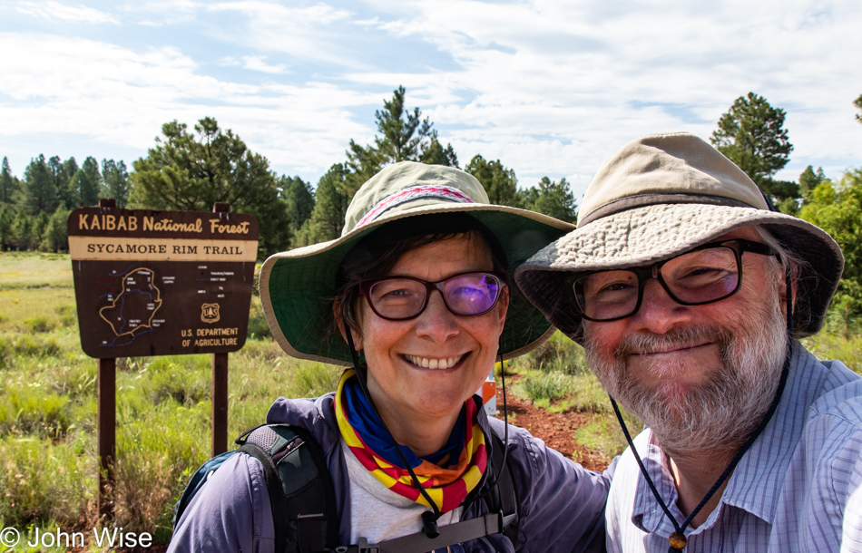 Caroline Wise and John Wise at the Sycamore Rim Trailhead in Williams, Arizona