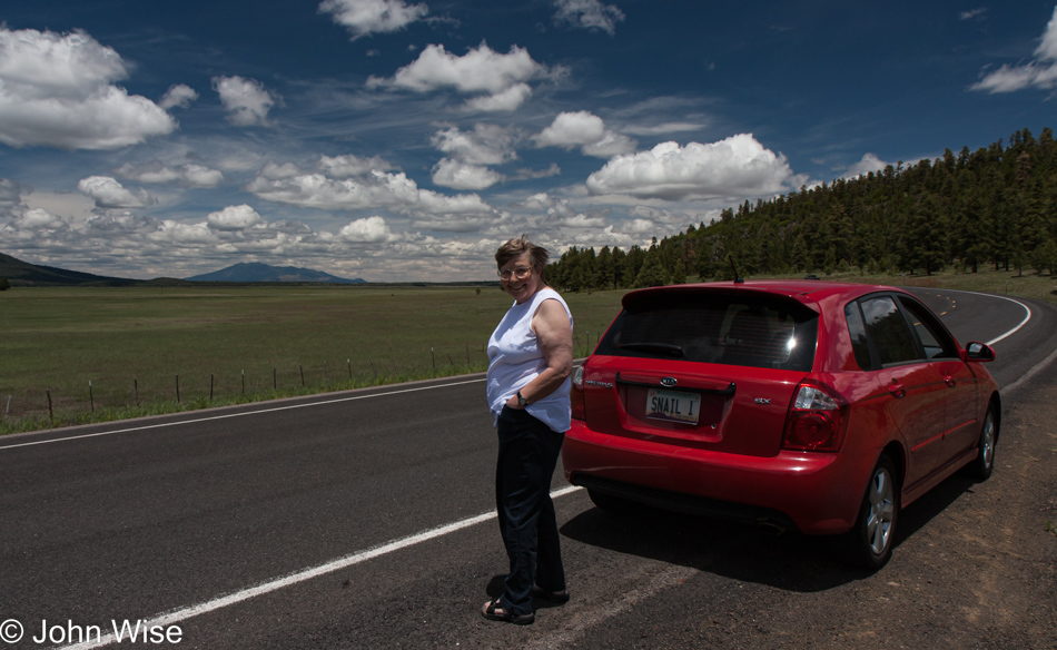 Jutta Engelhardt on Lake Mary Road heading towards Flagstaff, Arizona