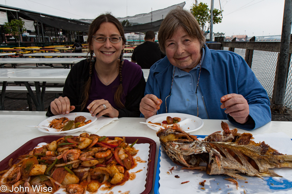 Caroline Wise and Jutta Engelhardt at San Pedro FIsh Market in California