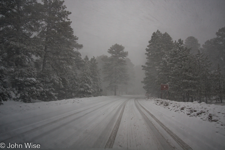 Road out of the Grand Canyon National Park in Arizona