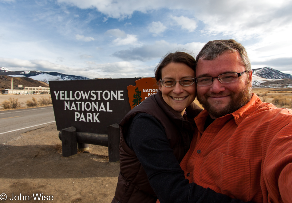 Caroline Wise and John Wise at Yellowstone National Park in winter