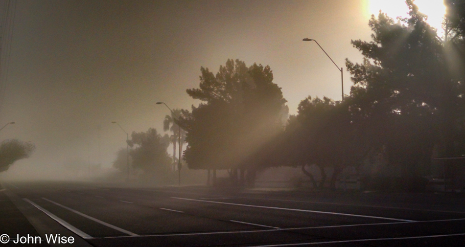 Foggy streets of Phoenix, Arizona