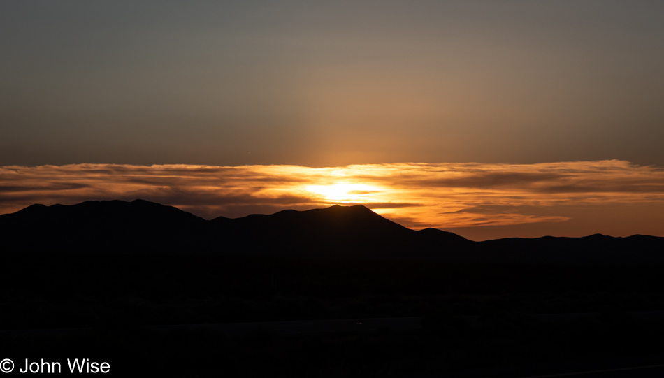 Approaching Hoover Dam in Northwest Arizona at sunset.