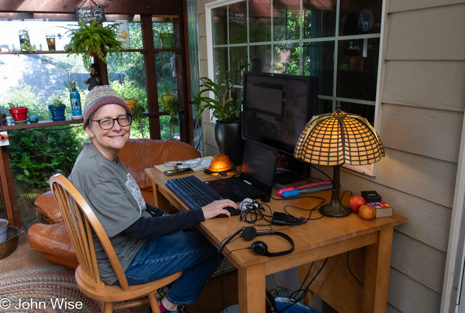 Caroline Wise set up for work in Depoe Bay, Oregon