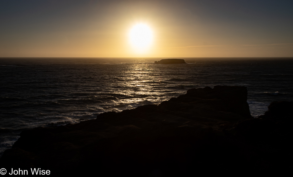 Sunset from Devils Punchbowl Arch in Otter Rock, Oregon