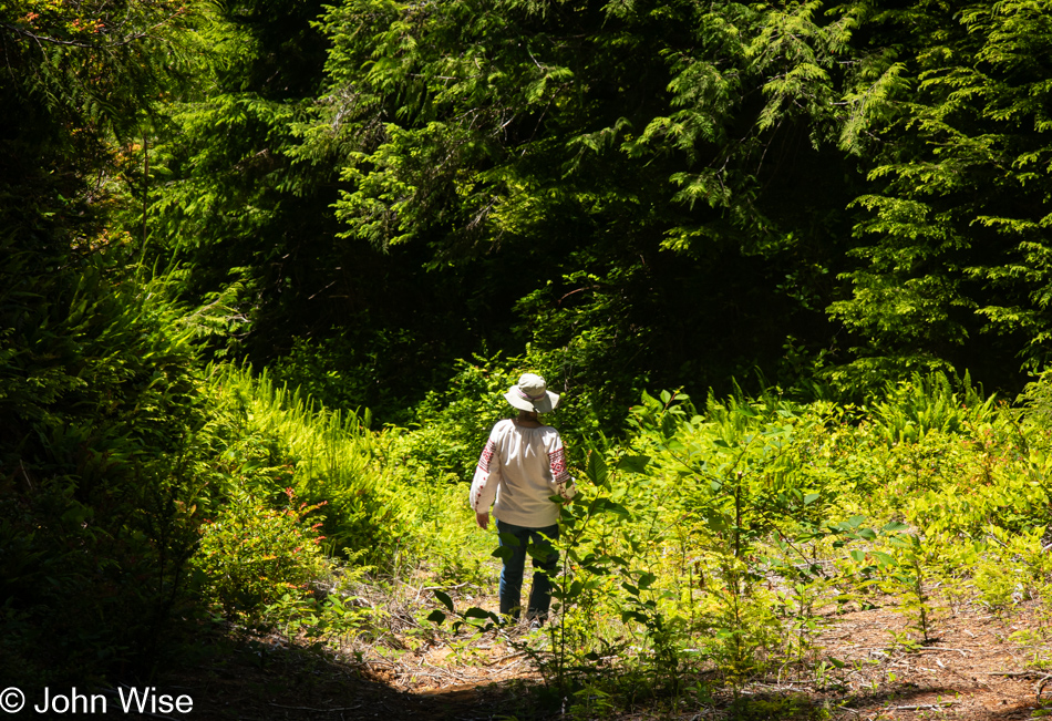 Caroline Wise on a logging trail in Depoe Bay, Oregon