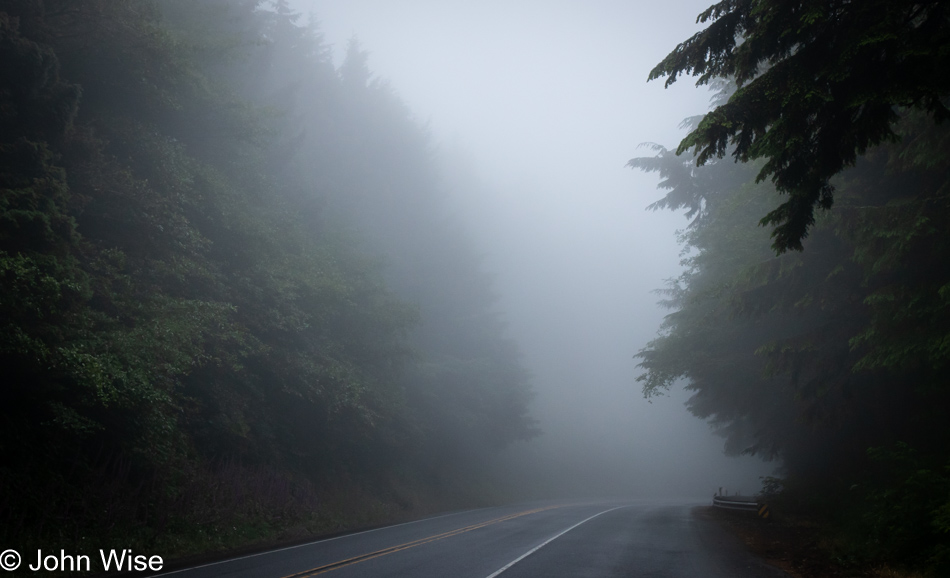 Foggy Highway 101 near Otter Rock, Oregon