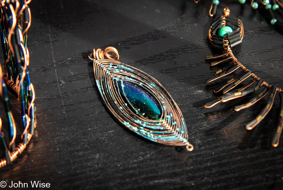 Patina Thai Jewel Beetle Wing Pendant from Amy J. Pattison in Newport, Oregon