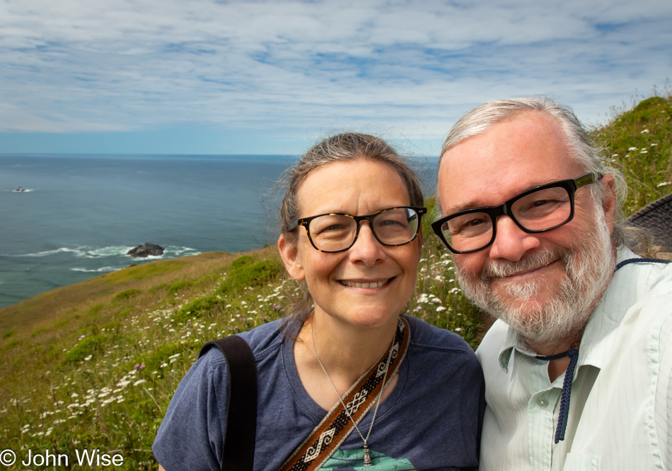 Caroline Wise and John Wise on the Lower Cascade Head Trail in Otis, Oregon