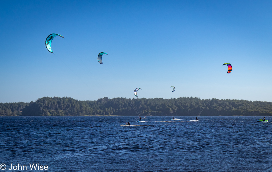 Kiteboarding on Floras Lake in Langlois, Oregon