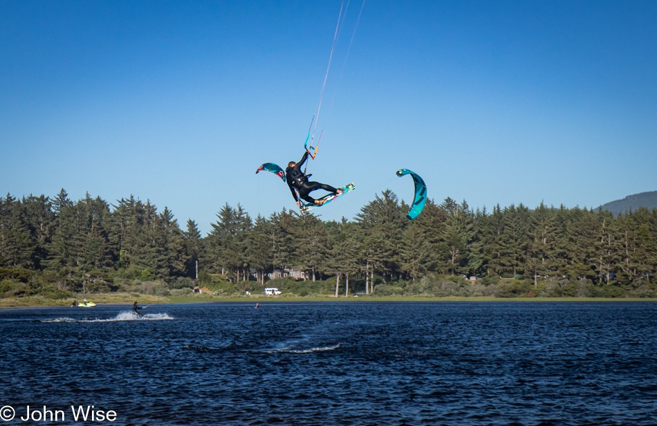 Kiteboarding on Floras Lake in Langlois, Oregon