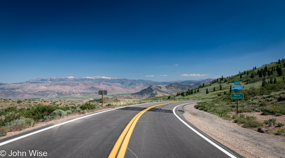 California Route 89 near Topaz, California in the Sierra Nevada Mountains