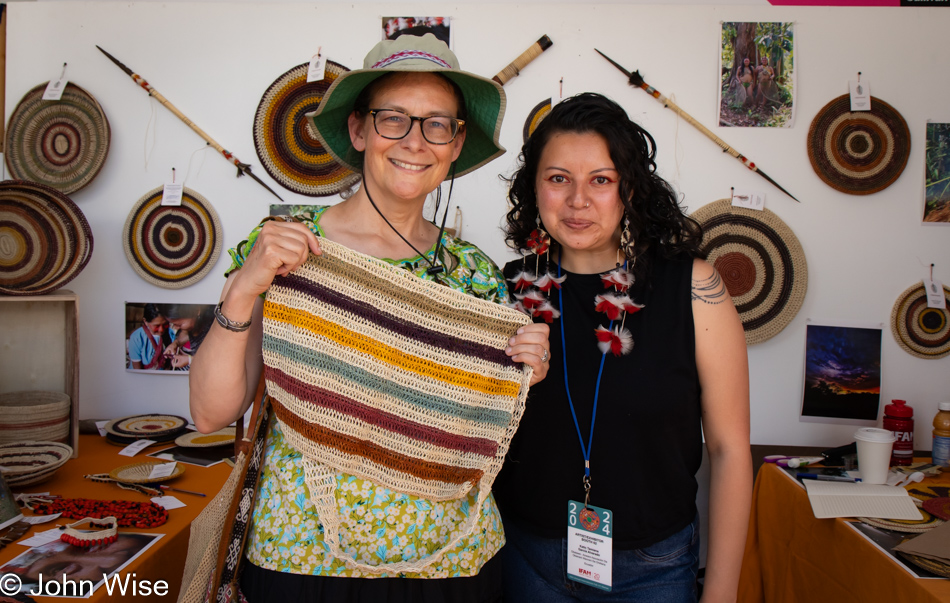 Caroline Wise at Ecuadorian booth at the International Folk Art Market in Santa Fe, New Mexico