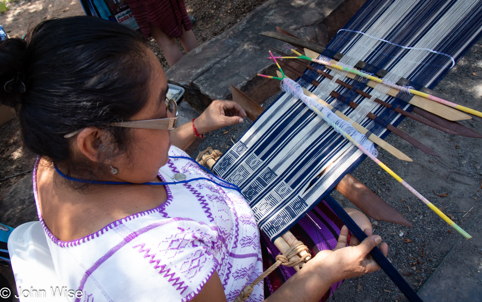 Backstrap weaver at the International Folk Art Market in Santa Fe, New Mexico