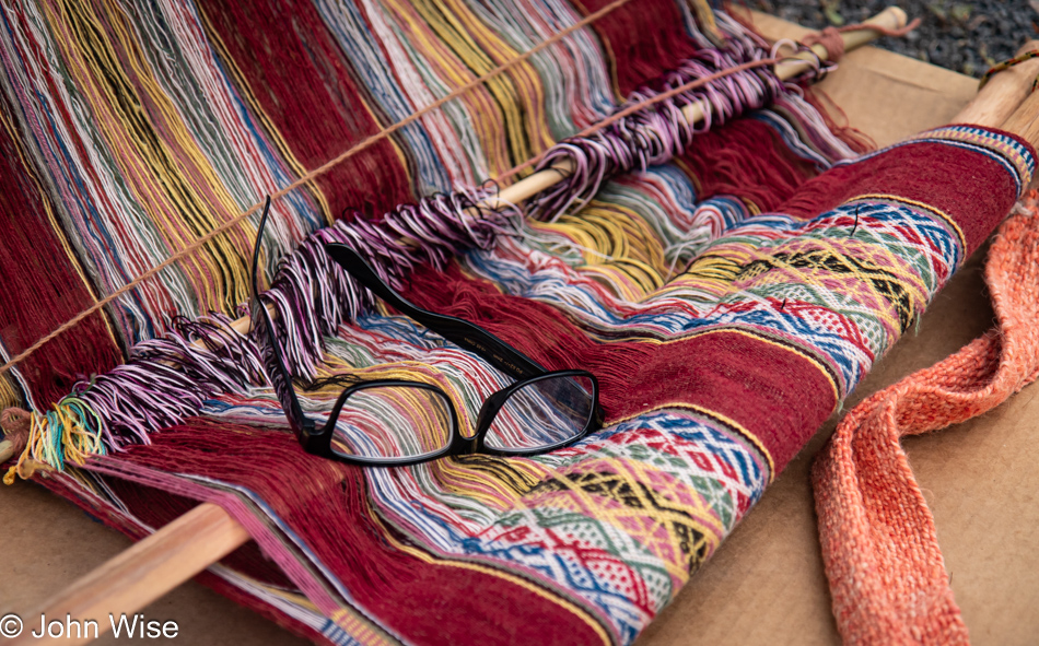 Backstrap loom at the International Folk Art Market in Santa Fe, New Mexico