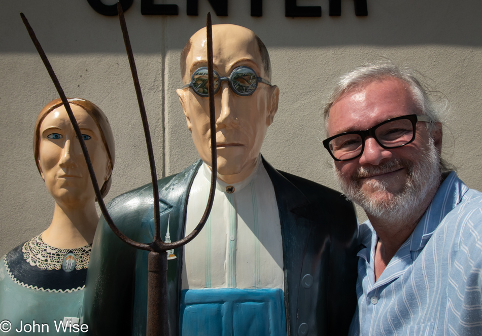 John Wise at the American Gothic House in Eldon, Iowa