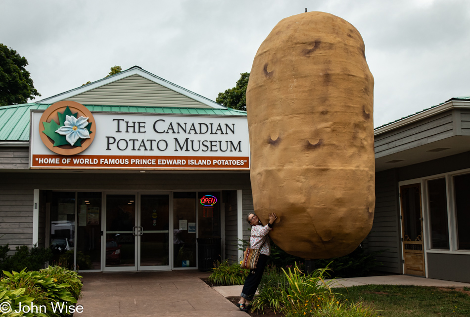 Caroline Wise at the Potato Museum in O'leary, Prince Edward Island, Canada