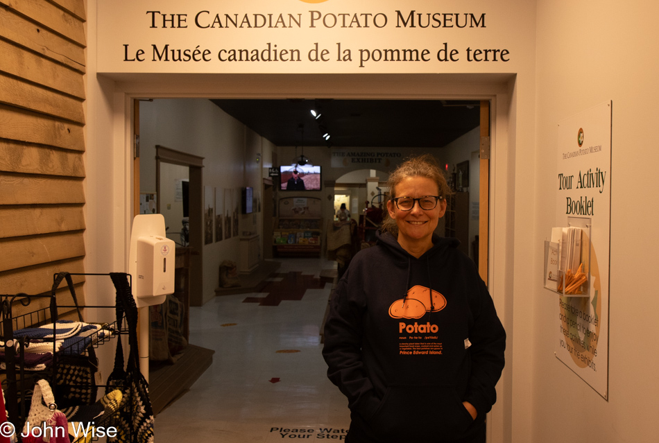 Caroline Wise at the Potato Museum in O'leary, Prince Edward Island, Canada