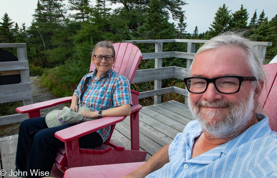 Caroline Wise and John Wise at Blue Hill Overlook in Terra Nova National Park, Newfoundland, Canada