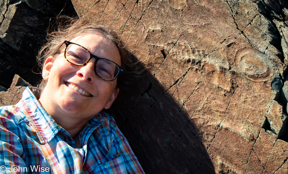 Caroline Wise at Mistaken Point UNESCO World Heritage Site, Newfoundland, Canada 