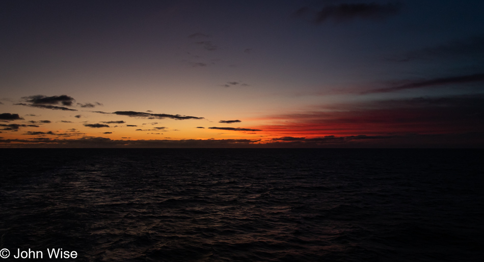 Sunrise over the North Atlantic Ocean between Newfoundland and Nova Scotia, Canada