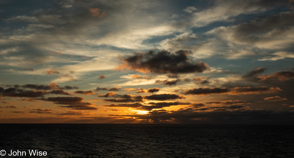 Sunrise over the North Atlantic Ocean between Newfoundland and Nova Scotia, Canada