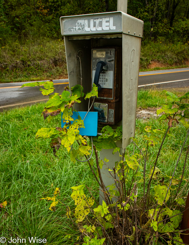 Defunct payphone at Georgetown Road and U.S. 19 in Walkersville, West Virginia