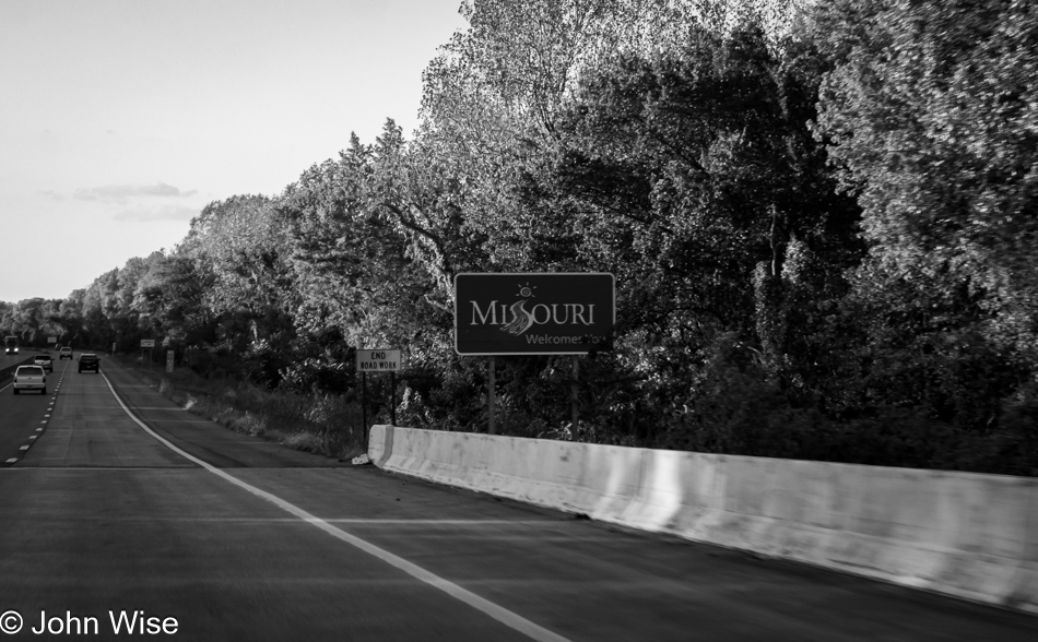 Welcome sign to Missouri on U.S. Highway 155