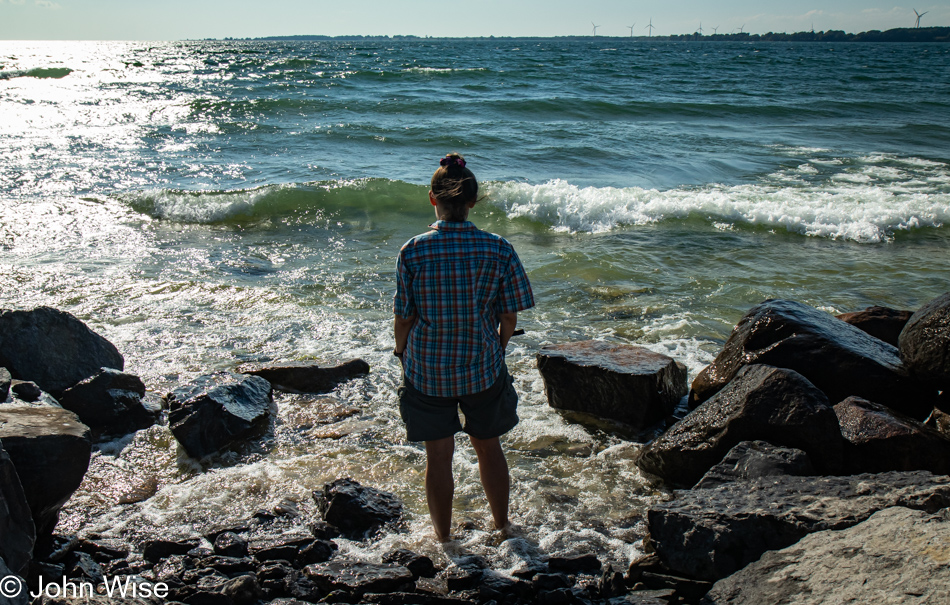 Caroline Wise standing in Lake Ontario in Cape Vincent, New York