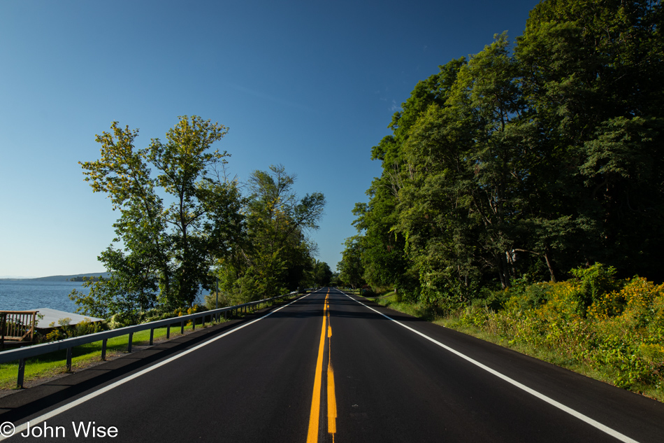 Looking up the road in Peru, New York