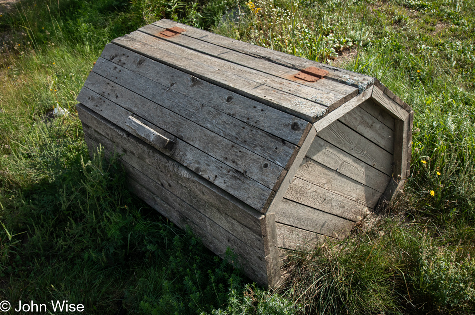 Trash collection box on Roachville Road near Sussex, New Brunswick, Canada