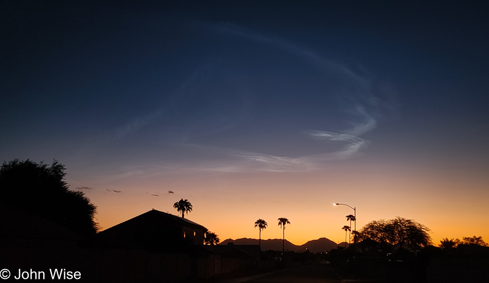 Contrail from a rocket launched in New Mexico