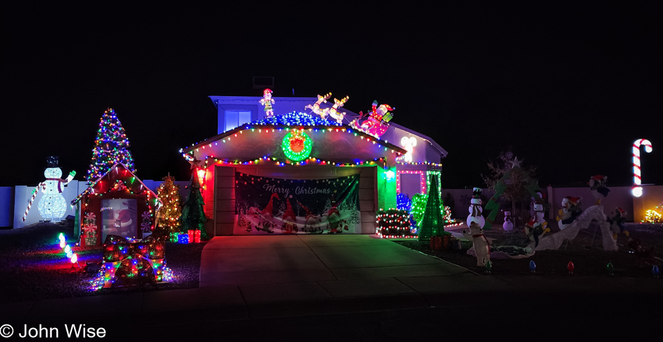 House decorated for Christmas